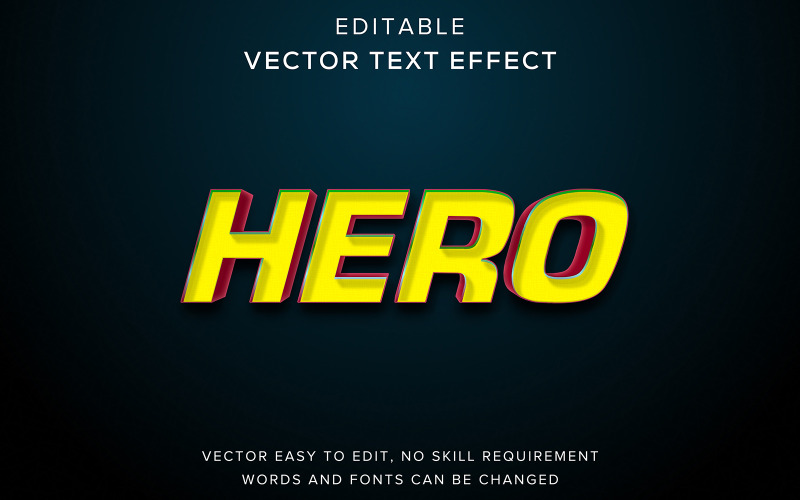 Effet de texte vectoriel modifiable Hero avec un style audacieux et dynamique Effet de texte vectoriel puissant Hero