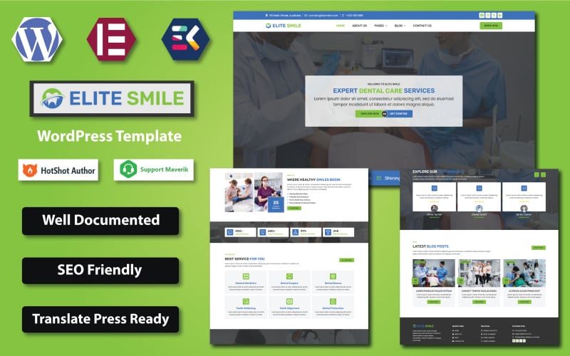 Elite Smile - Dentist & Dental Clinic WordPress Elementor Template