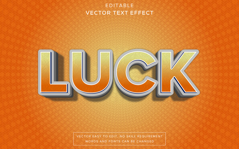 Illustrator için LUCK 3D Düzenlenebilir Vektör Metin Efekti Tamamen Düzenlenebilir 3D Vektör Metin Stili