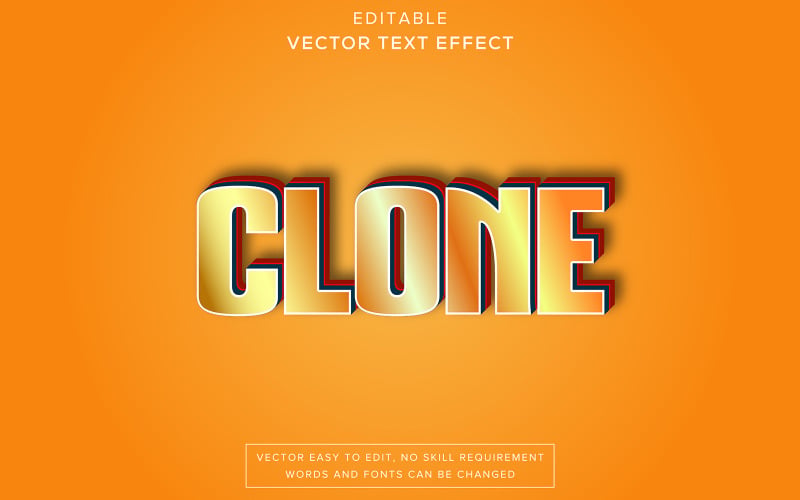 Kloon vector bewerkbaar texteffect Kloon bewerkbaar vector 3D-texteffect voor vette typografie
