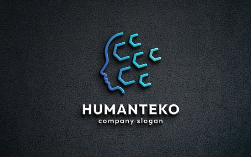 Logo van virtuele technologie voor menselijk hoofd
