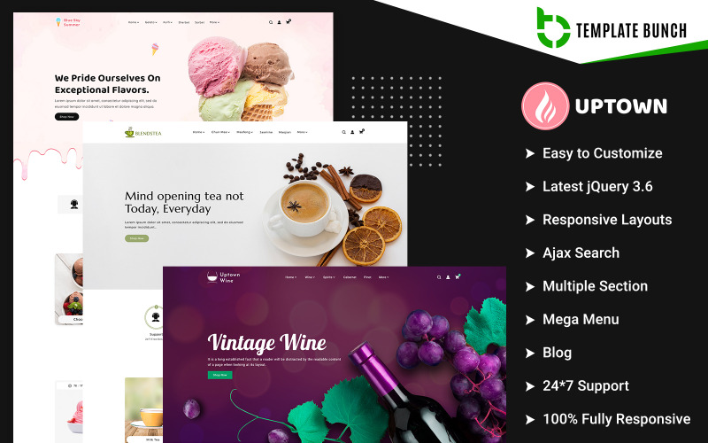 Uptown - Lato i herbata z winem - responsywny motyw Shopify dla eCommerce