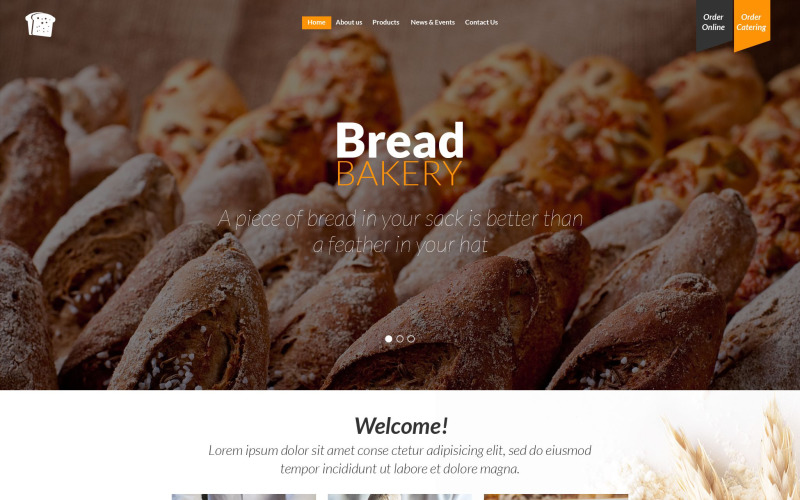 Адаптивний шаблон веб-сайту для хлібобулочних виробів