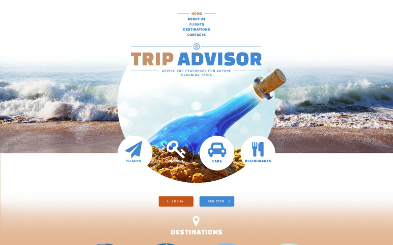 Modelo de site responsivo para guia de viagens