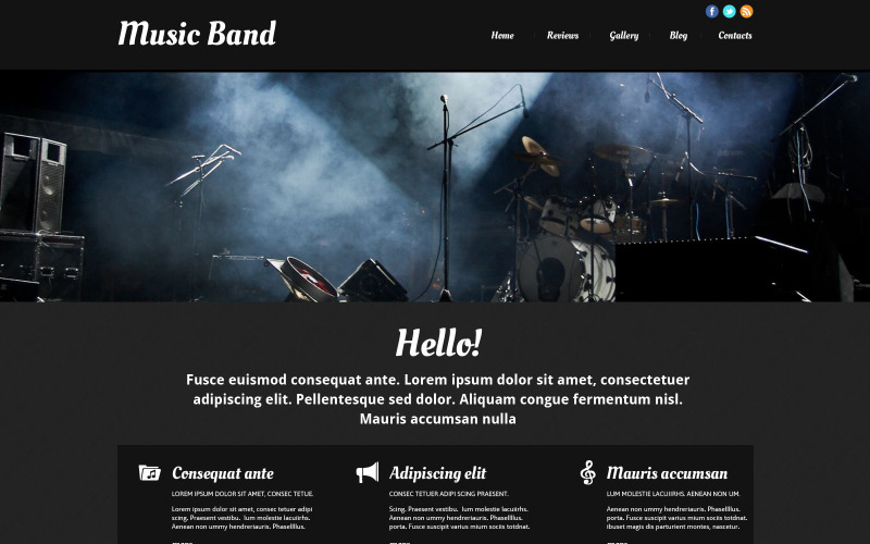 Responsiv webbplatsmall för musikband