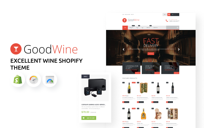 Utmärkt Wine Store Shopify-tema