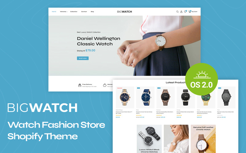 Bigwatch - Tema reattivo Shopify 2.0 per negozio di accessori per orologi
