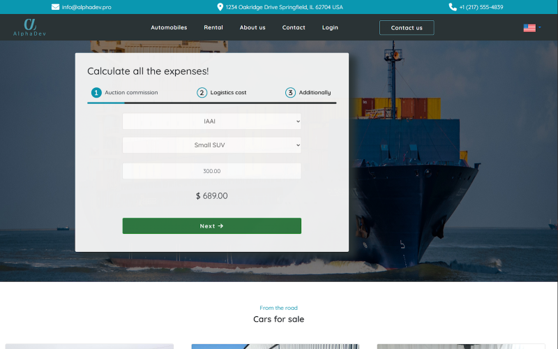 Mercado de automóveis para aluguel e venda de carros, importação de automóveis/mercado de veículos (modelo HTML)