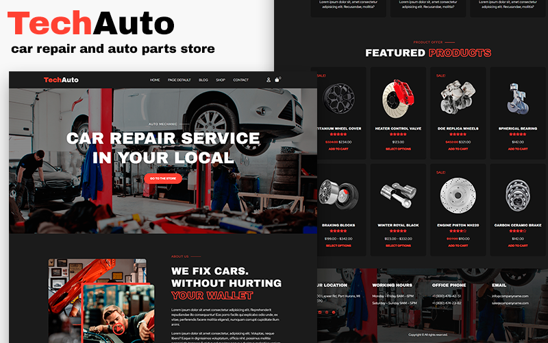TechAuto - Woocommerce тема для магазину автозапчастин та ремонту автомобілів