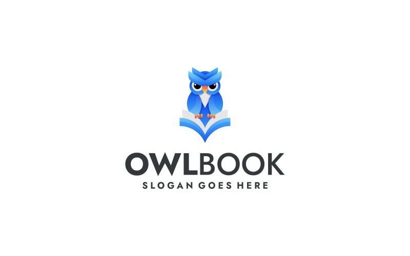 Design de logotipo de livro de coruja moderno em gradiente 871