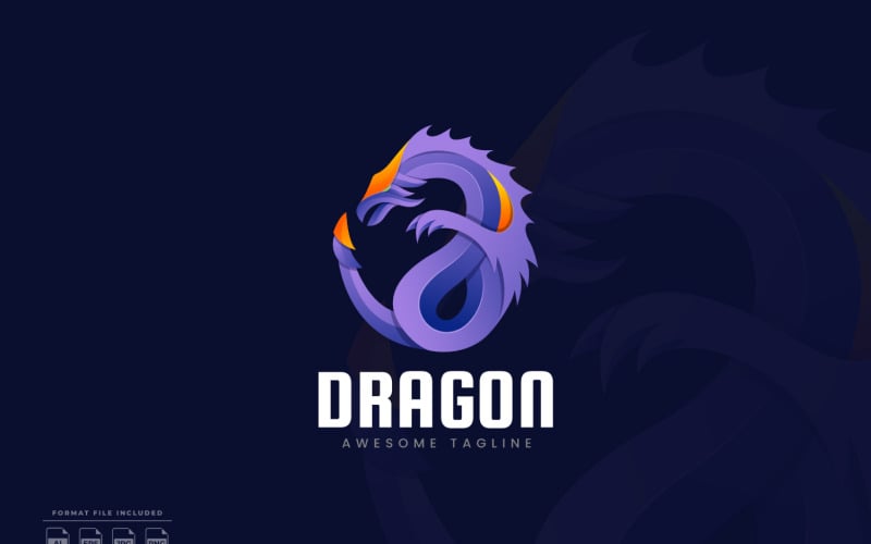 Modello di logo sfumato colorato del drago