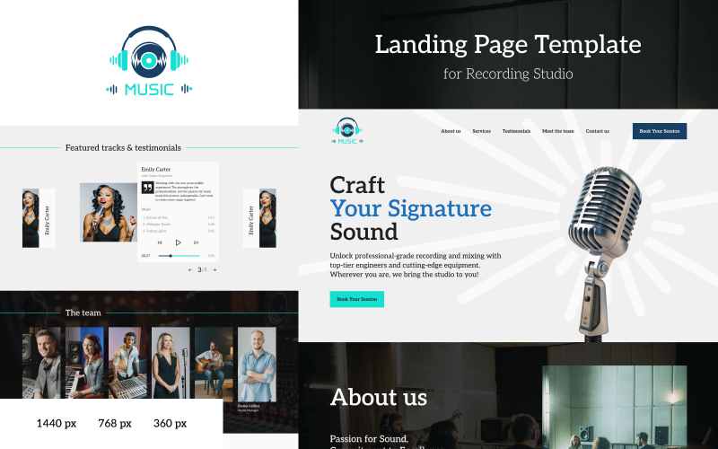 SoundWave – Minimale landingspagina-sjabloon voor opnamestudio