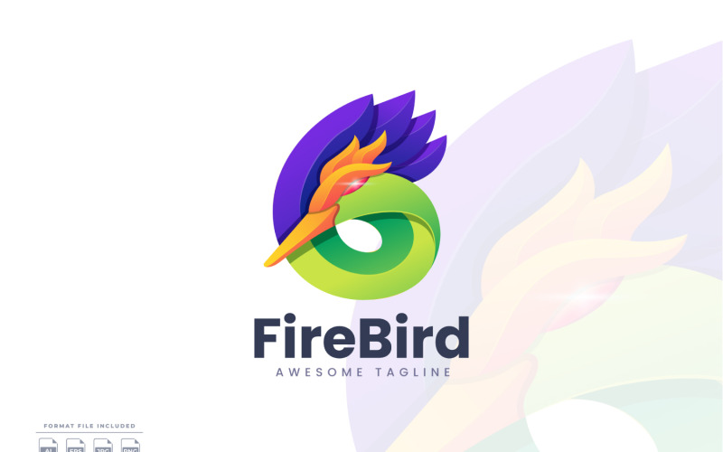 Szablon logo Fire Bird Gradient