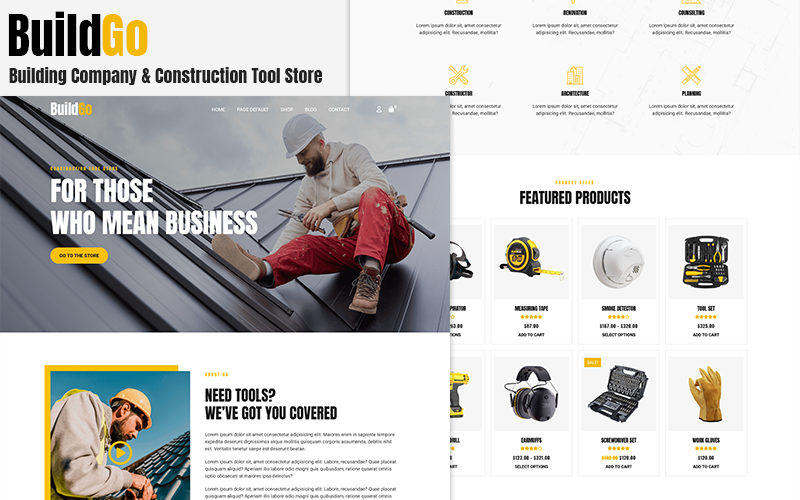 BuildGo - Thème WooCommerce pour entreprise de construction et magasin d'outils de construction