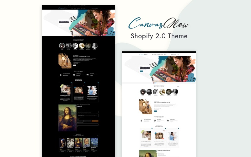 Canvas Glow – Shopify-thema voor kunstenaars, galerieën en online winkels met schilderijen