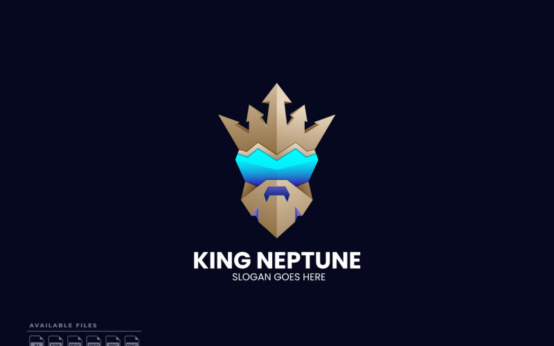 Kung Neptunus gradient färgglad logotyp