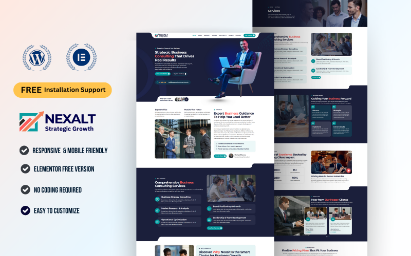 Nexalt - WordPress Elementor-mallkit för företagsrådgivning