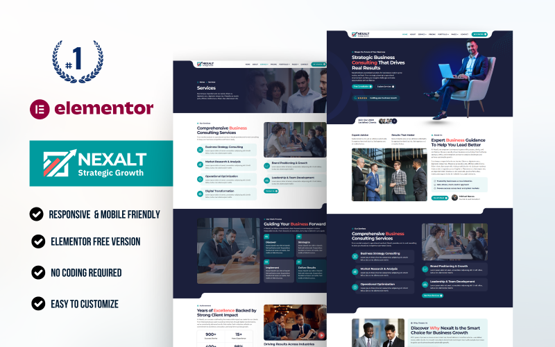 Nexalt - набор шаблонов Elementor для бизнес-консалтинга