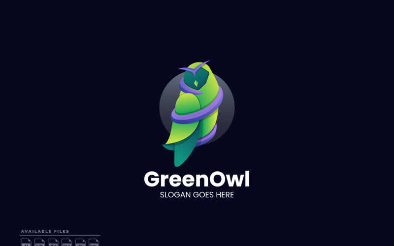 Шаблон логотипа с градиентом Green Owl