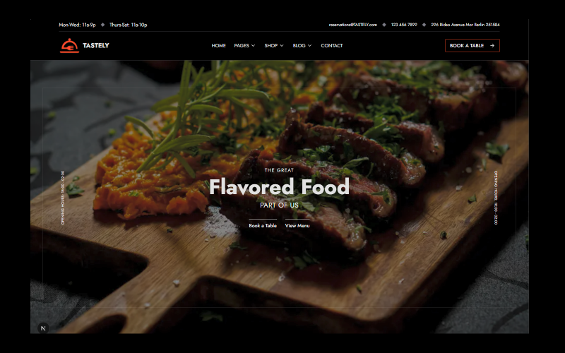 Tastely – Modèle JS moderne et réactif pour restaurant avec menu ...