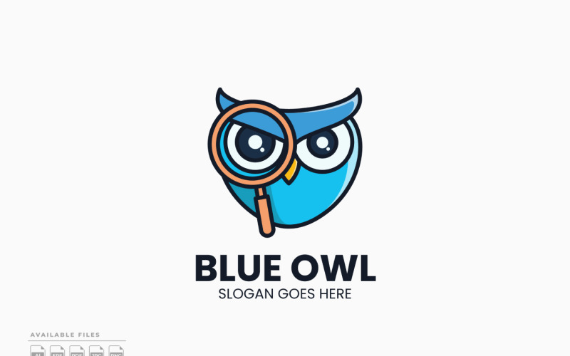 Blå Owl-logotypmallvektordesign