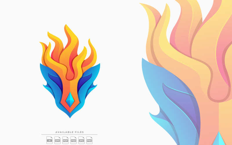 Fire Fox kleurrijke logo-illustratie