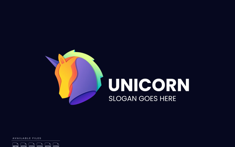 Logotipo gradiente colorido de unicórnio