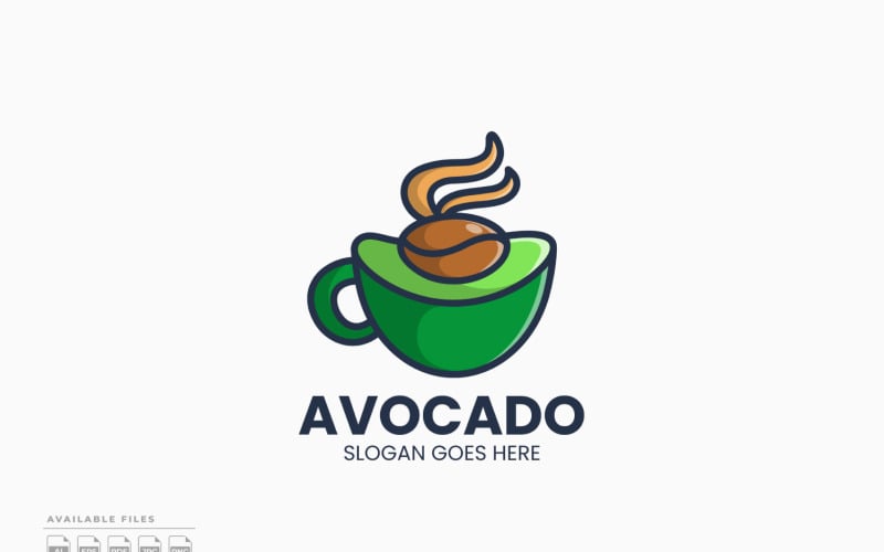 Modèle de logo vectoriel pour le café et l'avocat