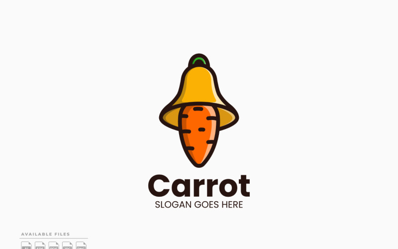 Modelo de logotipo de sino de cenoura - design vetorial