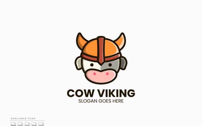 Modelo de logotipo de vaca Viking com design vetorial