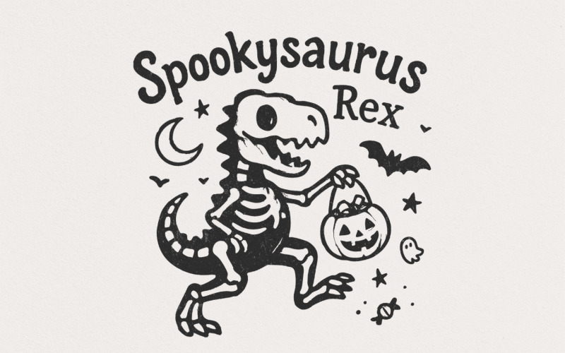 Spookysaurus Rex PNG, Cute Halloween Dinosaur Digital Download, Kids Halloween Dino PNG, Pumpkin,