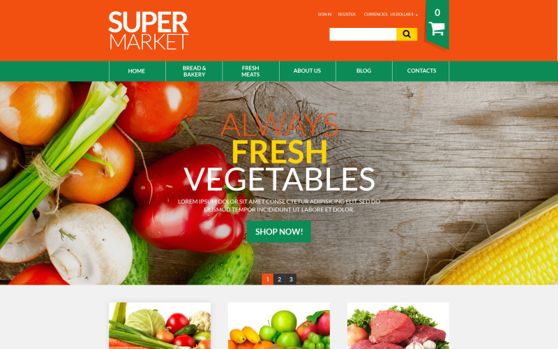 Çevrimiçi Süpermarket VirtueMart Şablonu