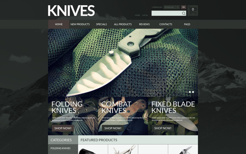 шаблон оружейного магазина zencart