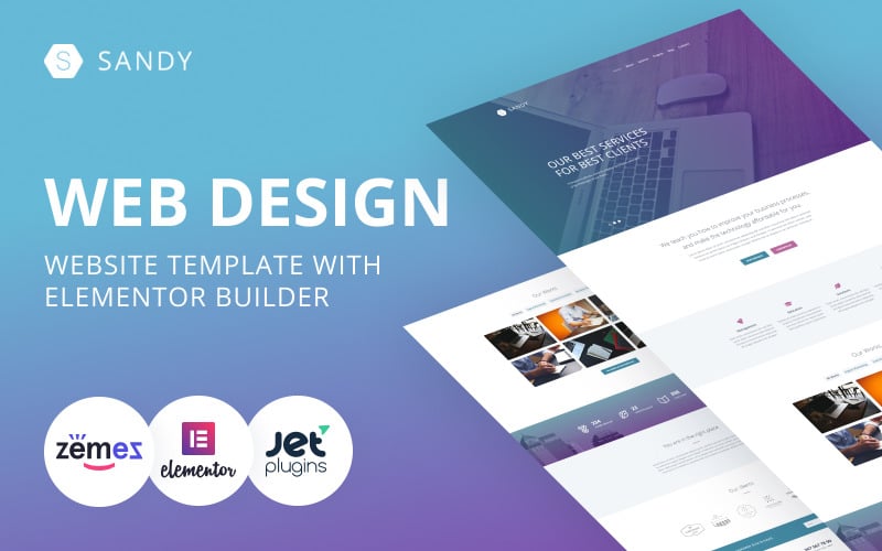 Sandy - Tema WordPress per la progettazione di siti Web con Elementor Builder per il sito Web di Creative Studio