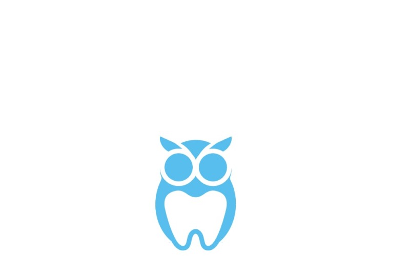 Logo dentystyczne sowy z zębem mądrości