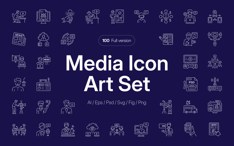 Modernes Medien-Icon-Art-Set