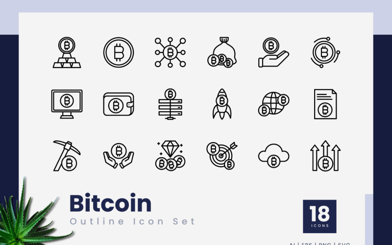 Набор иконок Bitcoin Outline Black