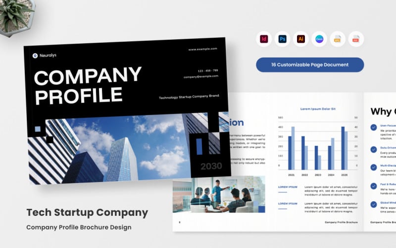 Brochura de perfil de empresa de startup de tecnologia