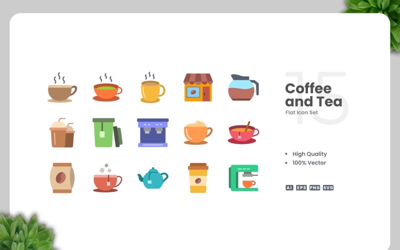 15 Koffie- en thee-iconenset