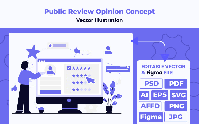 Illustration av koncept för offentlig granskning av opinion UI