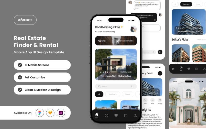 Keylihou – Modello di progettazione dell'interfaccia utente dell'app Rentlify Housing