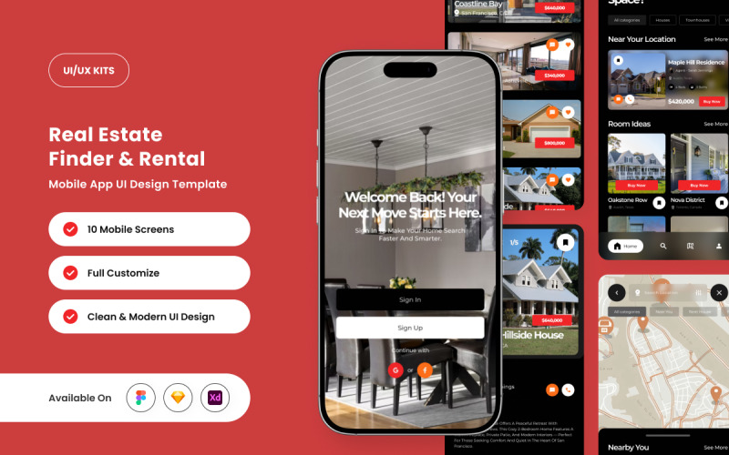 NobleNest – Plantilla de diseño de interfaz de usuario para aplicaciones inmobiliarias