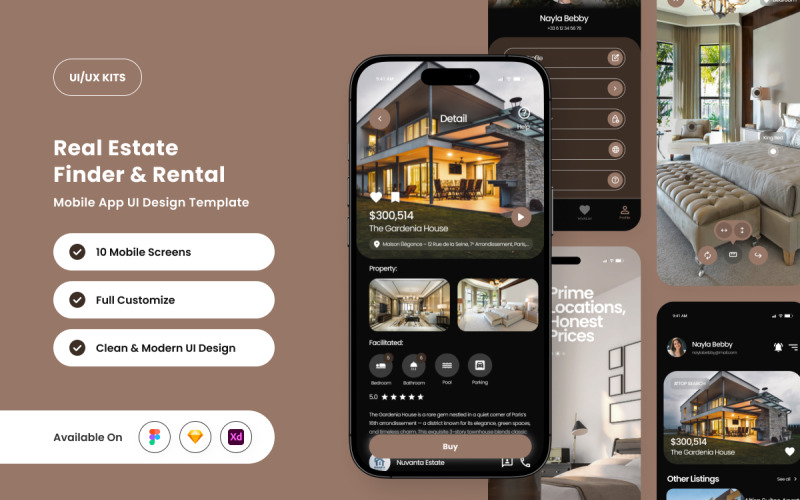 Plotlyst – Szablon projektu interfejsu użytkownika aplikacji Property Finder