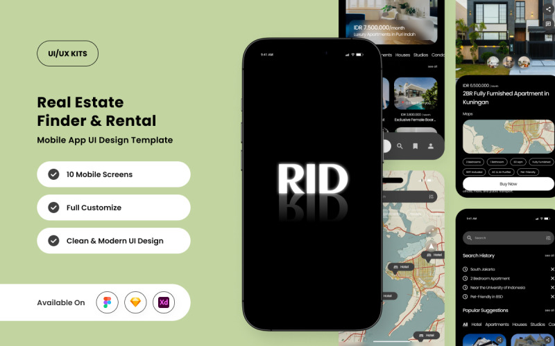 RID – Plantilla de diseño de app para buscar propiedades