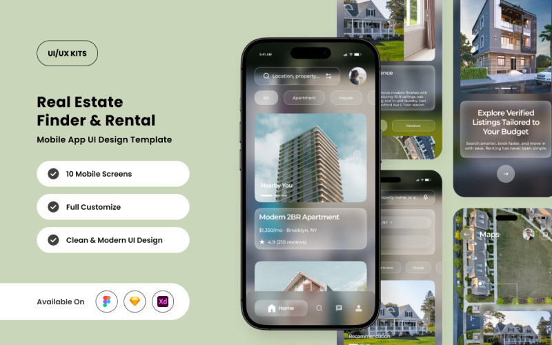 Rumah – шаблон дизайну інтерфейсу застосунку для пошуку нерухомості