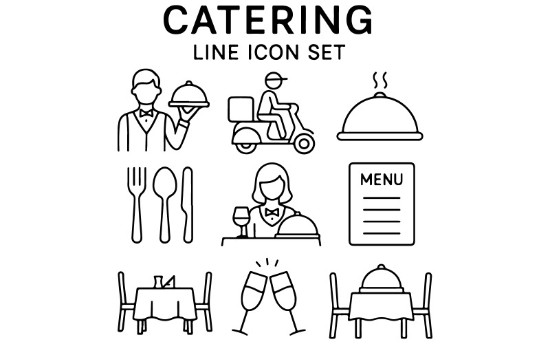 Catering linje ikonuppsättning vektor konst