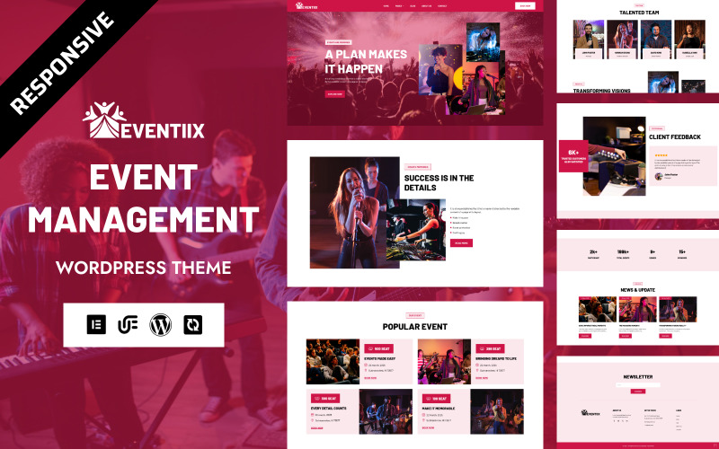 Eventiix - Fesztivál és rendezvényszervező WordPress Elementor sablon