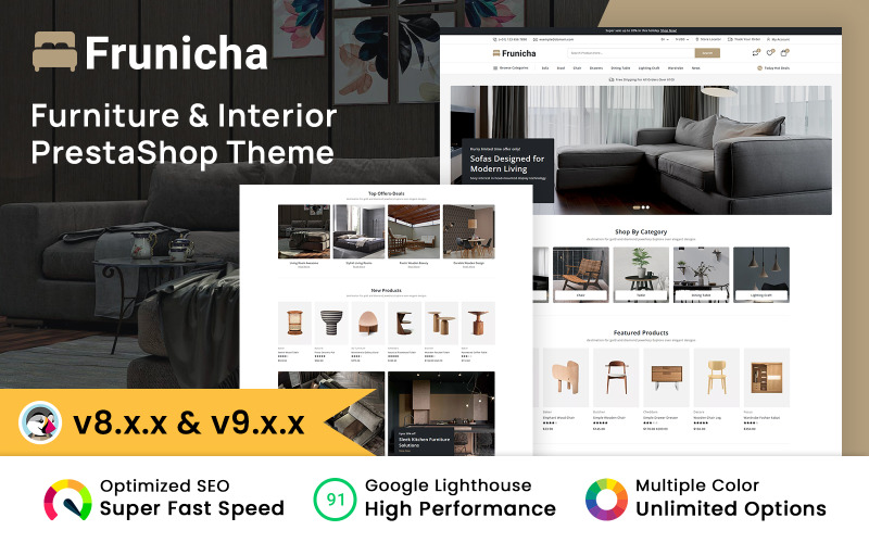Frunicha - Tema Prestashop per negozio di arredamento e design d'interni