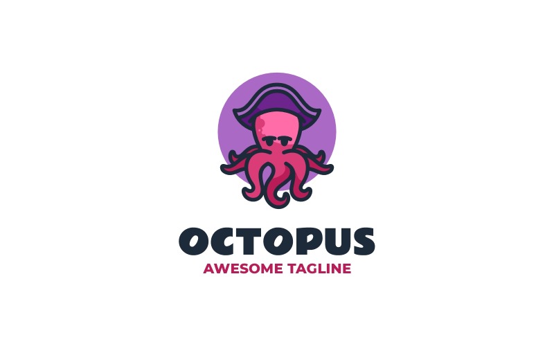 Logo-Design mit Oktopus-Piraten-Maskottchen