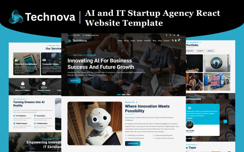 TechNova - AI en IT startupbureau React website sjabloon